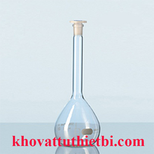 Bình định mức thủy tinh trắng nút nhựa PE bát giác - Duran