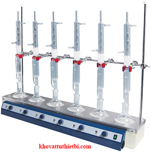 Bộ chiết Soxhlet 6 vị trí bếp bình cầu đáy tròn