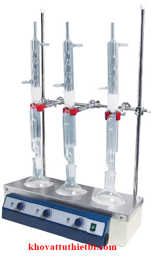 Bộ chiết Soxhlet 3 vị trí bếp bình cầu đáy tròn