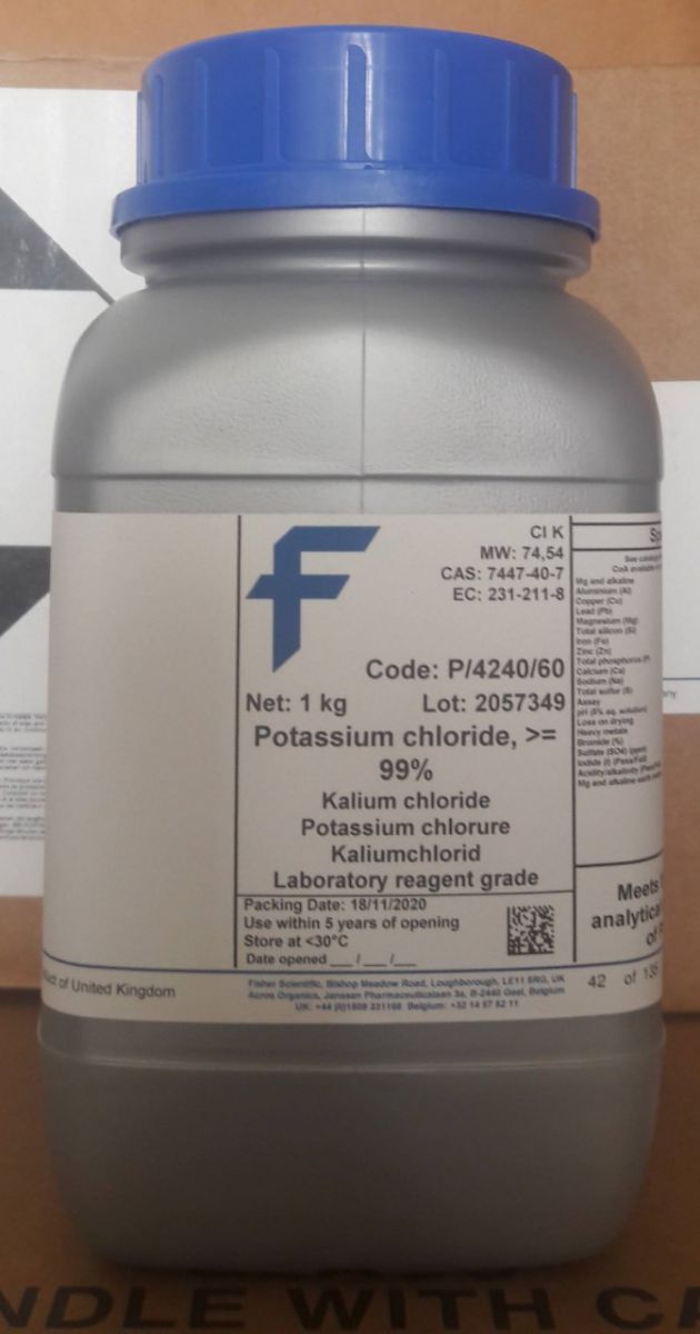 Dung dịch Potassium chloride, extra pure, SLR, meets the specification of Ph. Eur