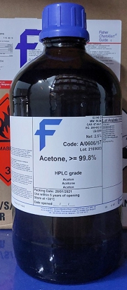 Dung môi acetone, 99.8+%, for residue analysis, Distol, Fisher Chemical