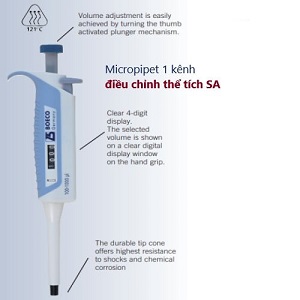 Micropipet đơn kênh điều chỉnh thể tích 1000 - 10000 µI BOE CO Đức